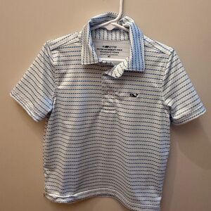 Vineyard Vines Kids White and Blue Polo Shirt
